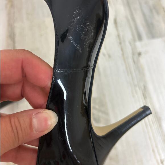 Cole Haan Women’s 7.5 Black Patent Leather Peep Toe Pumps Work Heels NEW - Picture 6 of 8